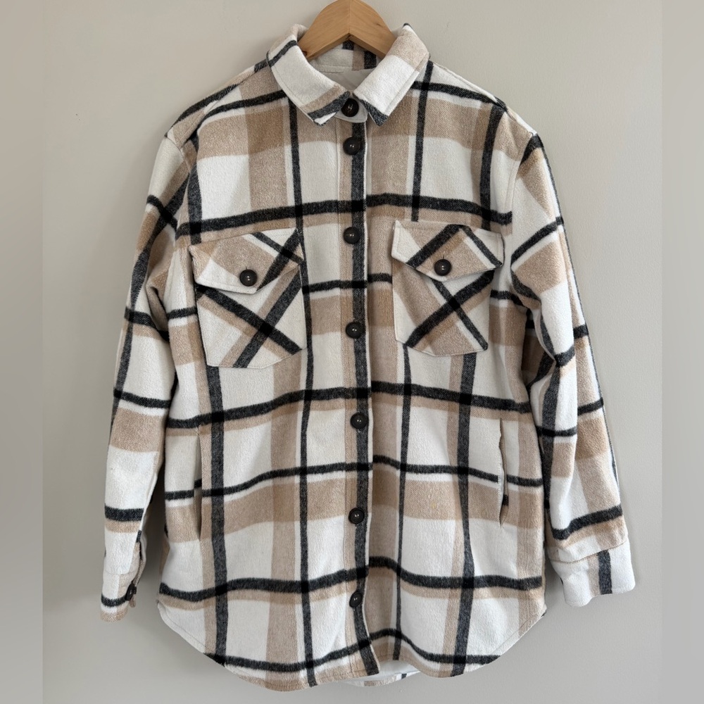 Thread‎ & Supply Medium Flannel Shackel Shirt Jacket Lined Pockets Button Down